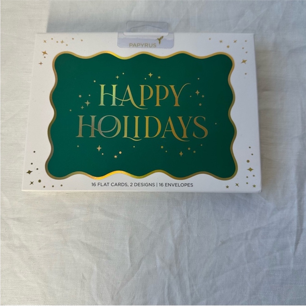 Papyrus Festive Green and Gold Holiday Card Set